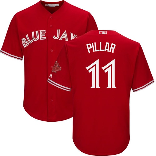 Blue Jays #11 Kevin Pillar Red Cool Base Canada Day Stitched Youth MLB Jersey - Click Image to Close